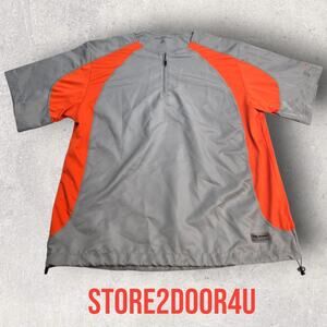 Boombah Quarter Zip Pullover Men's LARGE Orange And Gray Short Sleeve Warm Up